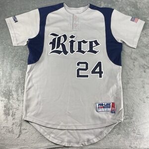 Vintage Rice University Baseball Jersey Mens Size 40 Grey #24 NCAA Owls
